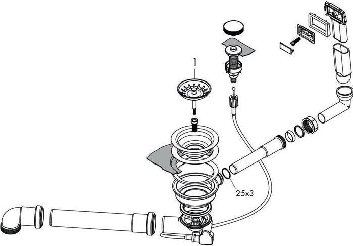 Image du produit hansgrohe HG Garniture de vidage/débordement automatique D16-11, pour vasque simple Granit chromé (Ensemble de drainage, 1 1/2“)