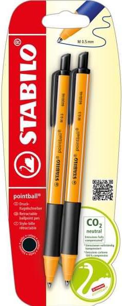 Immagine prodotto STABILO pointball 2 blister nero B-43718-10 (Nero, Arancia, 2 x)