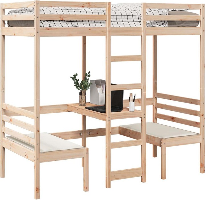 Immagine prodotto VidaXL Letto a soppalco con scrivania e sedie (75 x 190 cm)
