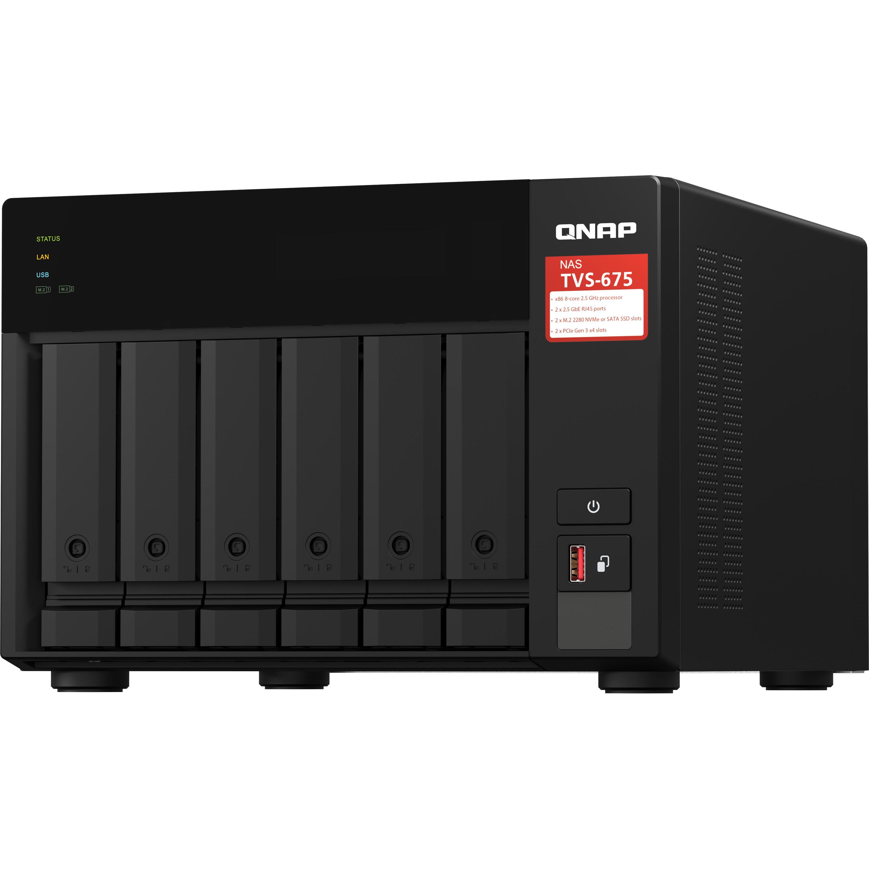 QNAP TVS-675-8G (0 TB), NAS, Schwarz
