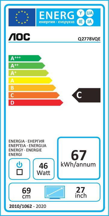 Energy Label AOC Q2778vqe (2560 x 1440 pixels, 27")