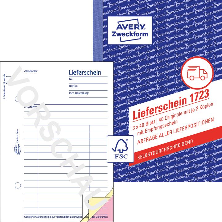 Produktbild Avery Lieferscheine mit Empfangsschein (40x)