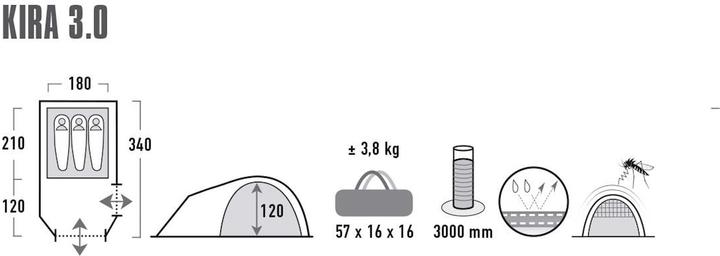 Productafbeelding High Peak Kira 3.0 (Koepeltent, 3.80 kg, 3 personen)