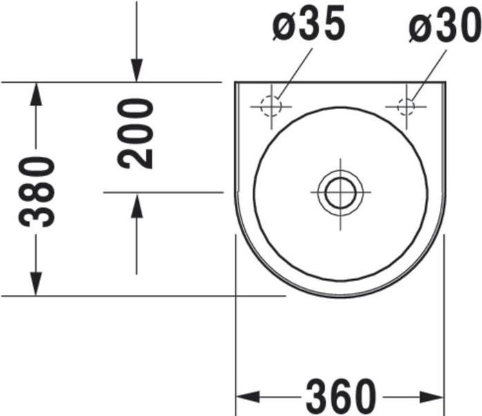Image du produit Duravit Lave-mains ARCHITEC sans cuvette avec margelle 360x380mm 1 cuvette à gauche blanc (380 mm, 360 mm)