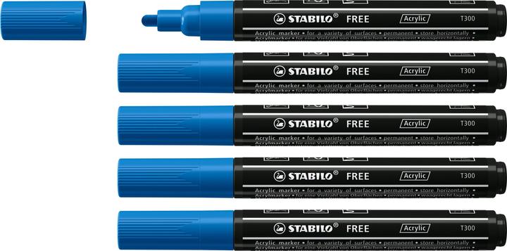 Energy Label STABILO Acrylic marker - FREE Acrylic - T300 bullet tip 2-3mm - single pen - dark blue (Dark Blue, 3 mm, 1 x)