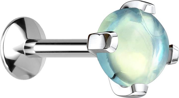Produktbild Star Piercing Micro UFO Labret Innengewinde silber Jade Stein (ohne Messing, Mineralisch, Chirurgenstahl 316L)