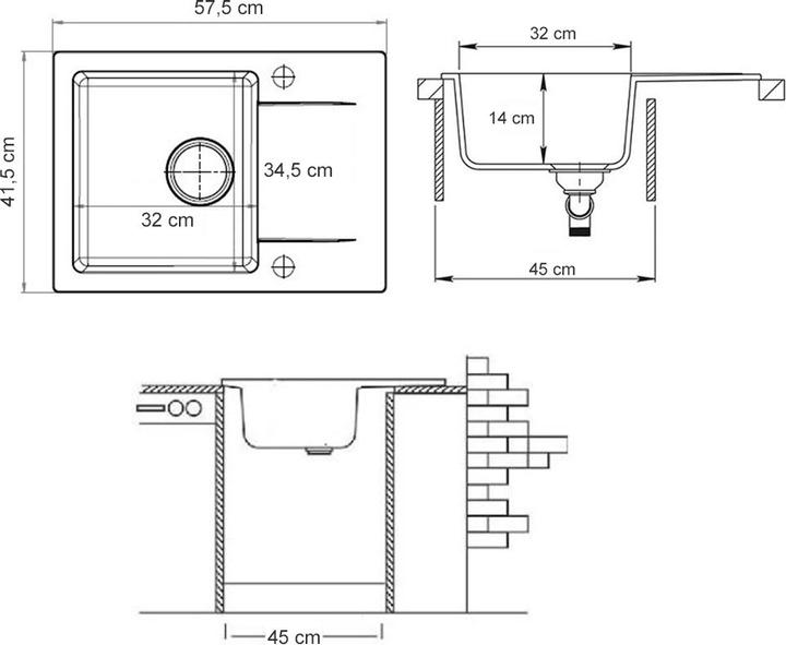 Produktbild Bergström Spülbecken (Einbauspüle mit Abtropffläche, 50 cm, 59 cm)
