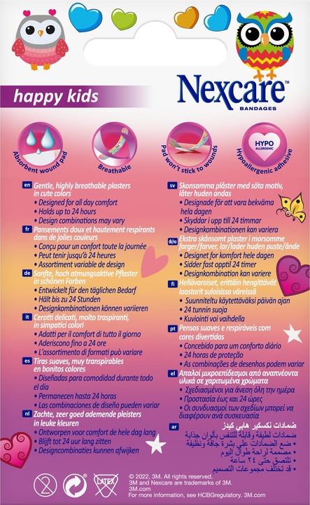 Nutritional values and ingredients Nexcare Happy Kids Magic (20 x)