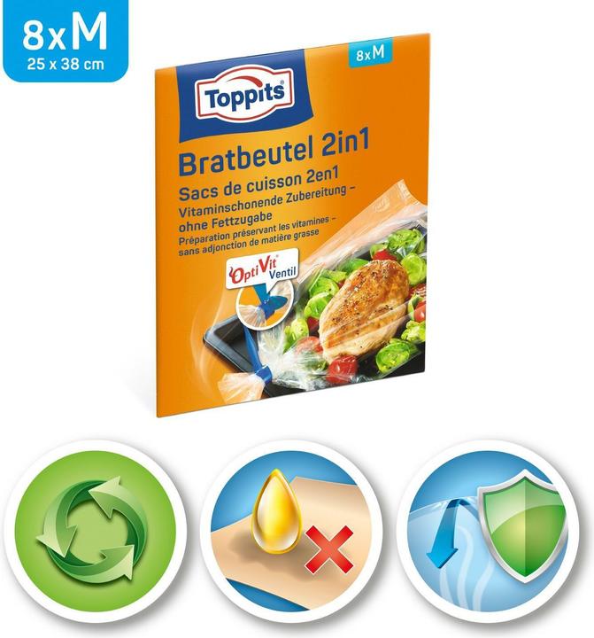 Produktbild Toppits Bratbeutel 2in2 (8x)