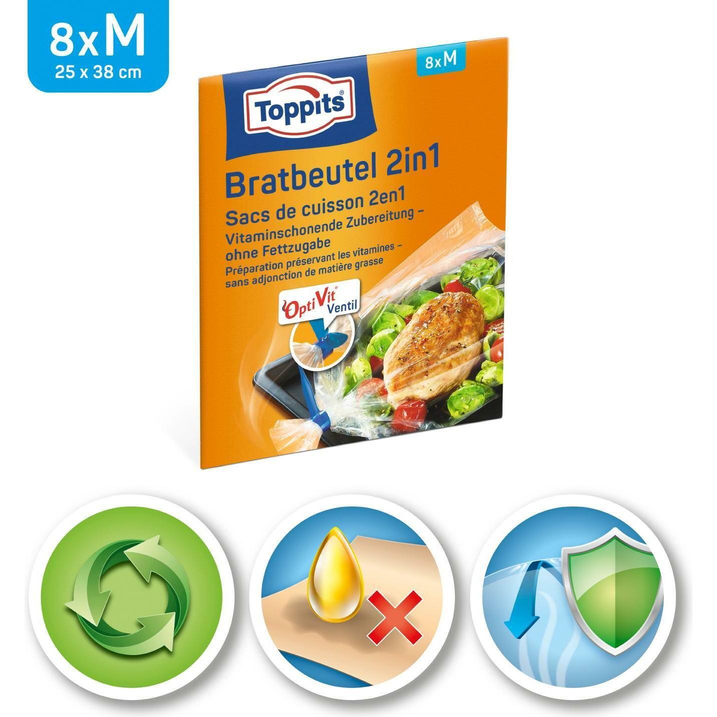 Toppits Trasparente Sacchetto Per Friggere 2In2, Imballaggi Per Alimenti,