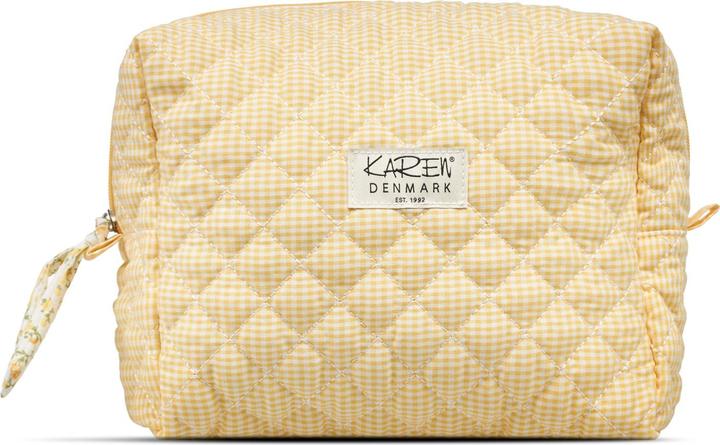 Karen Stor toilettaske i gul smblomstret quilt