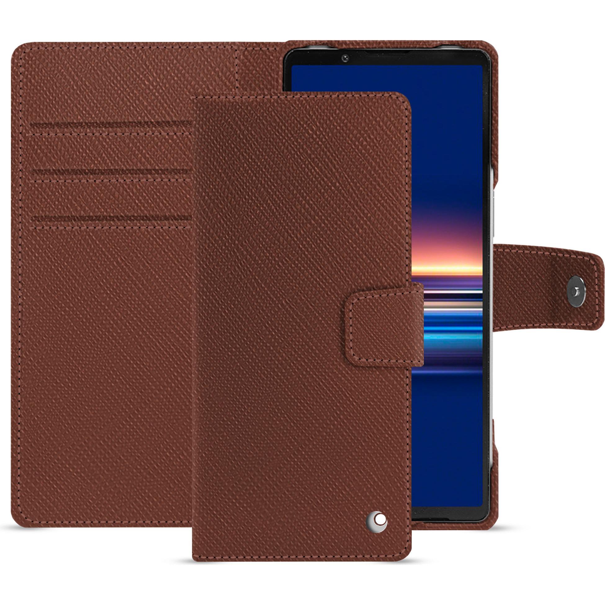 Noreve Lederschutzhülle Sony Xperia 5 V (Sony Xperia 5 V), Smartphone Hülle, Braun