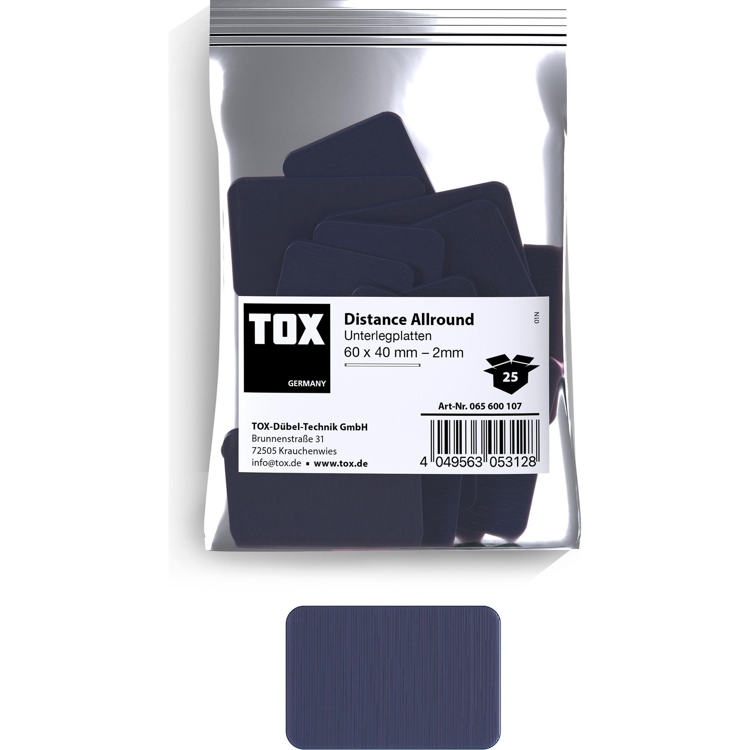 Tox, Dübel, Unterlegplatten 60x40 mm Distance Allround 2 mm (25 Stk.) (25 Stk.)