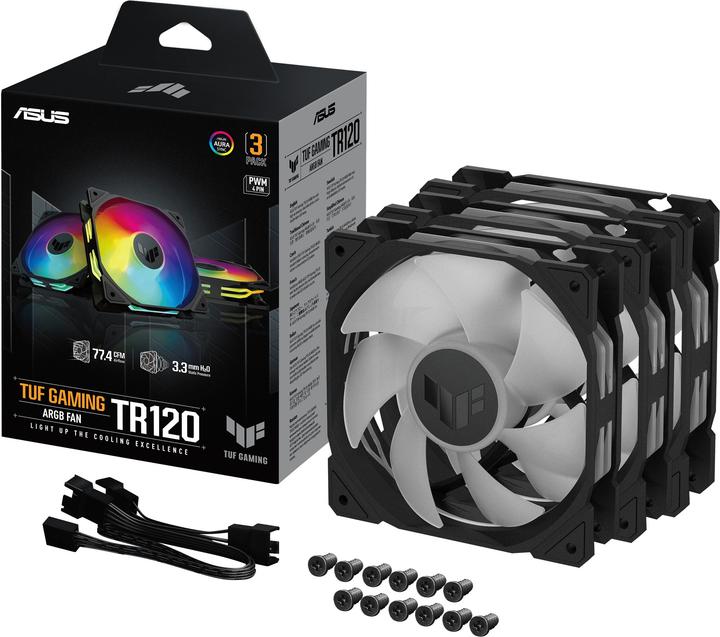 Produktbild ASUS Fan TUF GAMING TR120 FAN ARGB BLK 3IN1 (120 mm, 3 x)