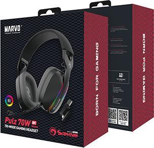 Image du produit Marvo Pulz 70W Casque de jeu, noir, tri-mode (Filaire, Sans fil)