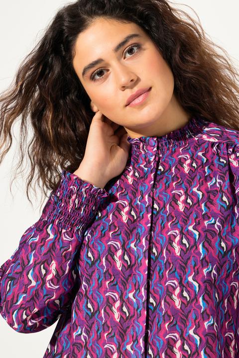 Produktbild Ulla Popken Bluse, Smok-Details, A-Linie, Stehkragen, Langarm (42, 44)