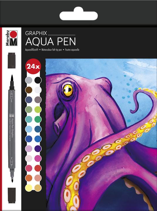 Image du produit Magni 0145000000106 - Aqua Pen Graphix, Octopy, Set de 24 feutres aquarellables aux couleurs brillantes (24 x)