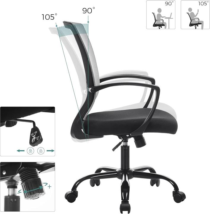 Immagine prodotto Songmics Ergonomischer Netzstuhl (46 - 56 cm)