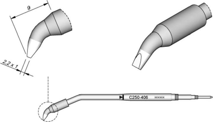 Produktbild JBC C250406 Lötspitze Meisselform, gebogen Spitzen-Grösse 1mm Inhalt 1St. (Bogen)