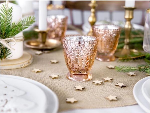 Actual product image Partydeco 4 candle holders, rose gold, 8cm