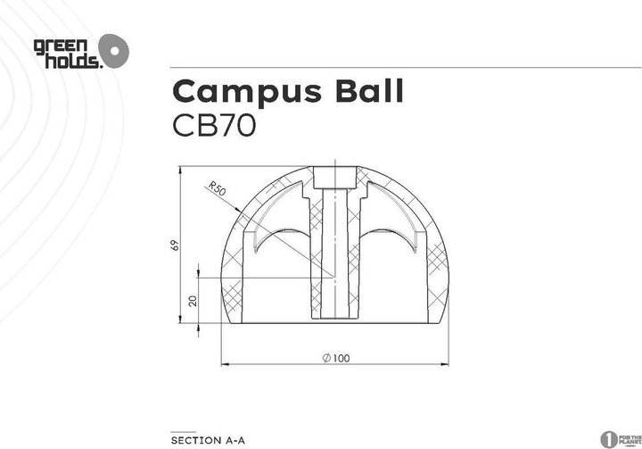 Actual product image Greenholds Campus Ball System Climbing Handle (1 piece) (Black)