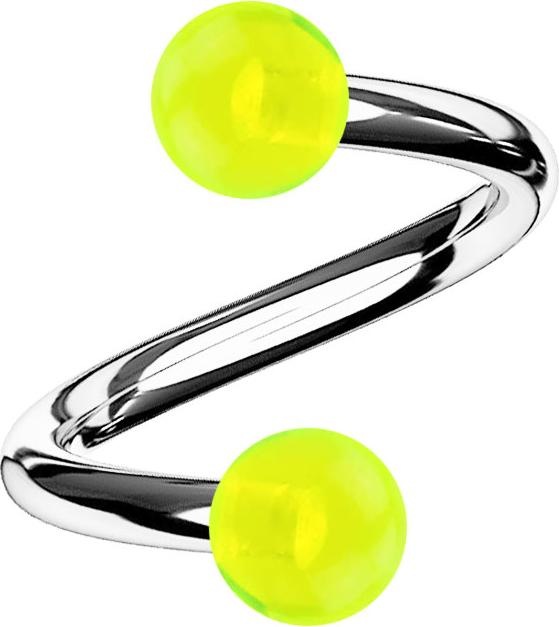 Produktbild Star Piercing Micro Spirale silber mit zwei Kugeln gelb transparent (Acryl, Chirurgenstahl 316L)