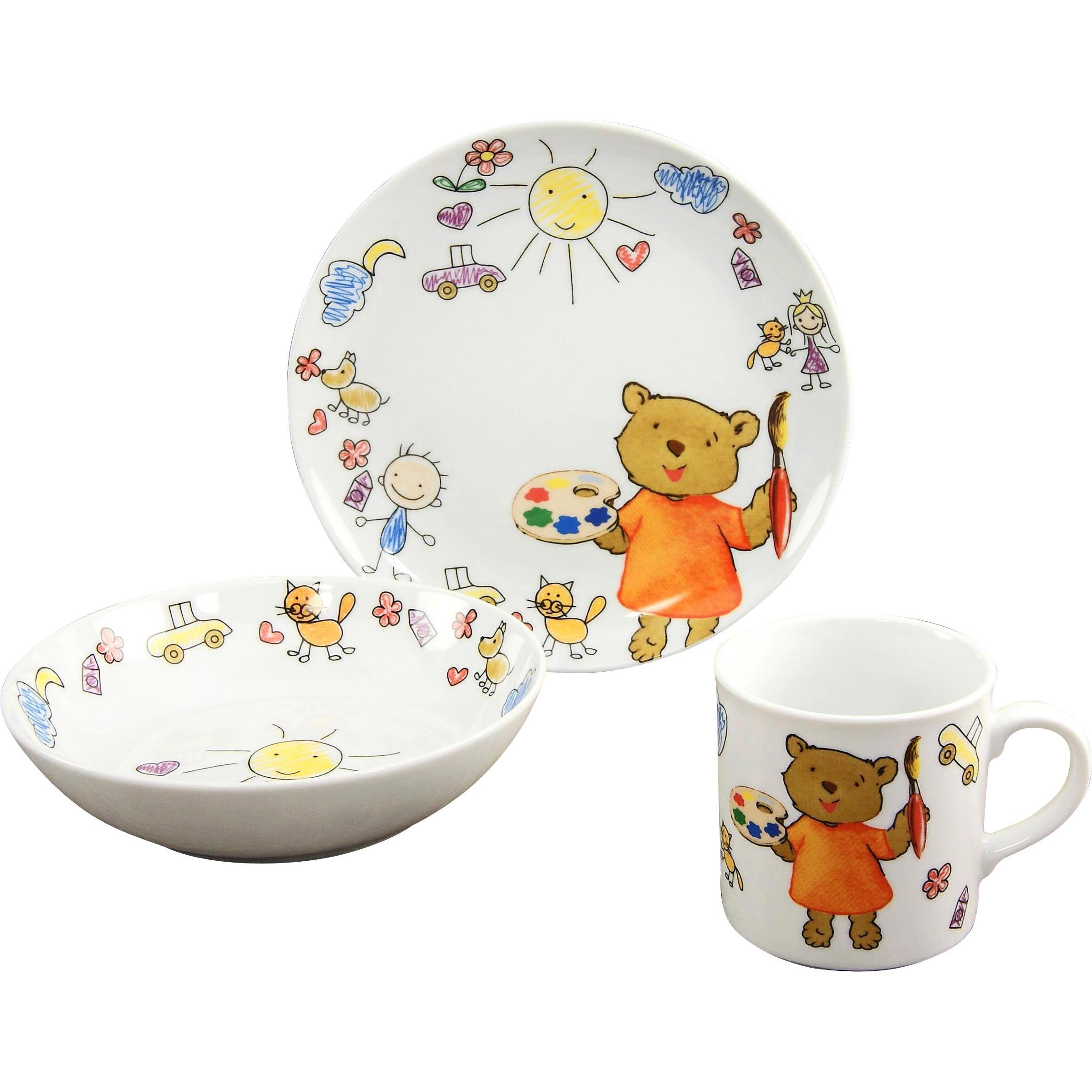 CreaTable, Kindergeschirr + Kinderbesteck, Teddy