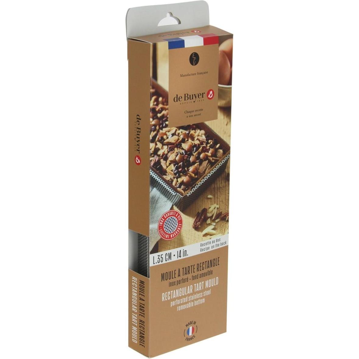 Thumbnail - de Buyer Rechteckige Perfor. Tortenform Backtrennfolie 35x10x3.5cm, Backform, Silber