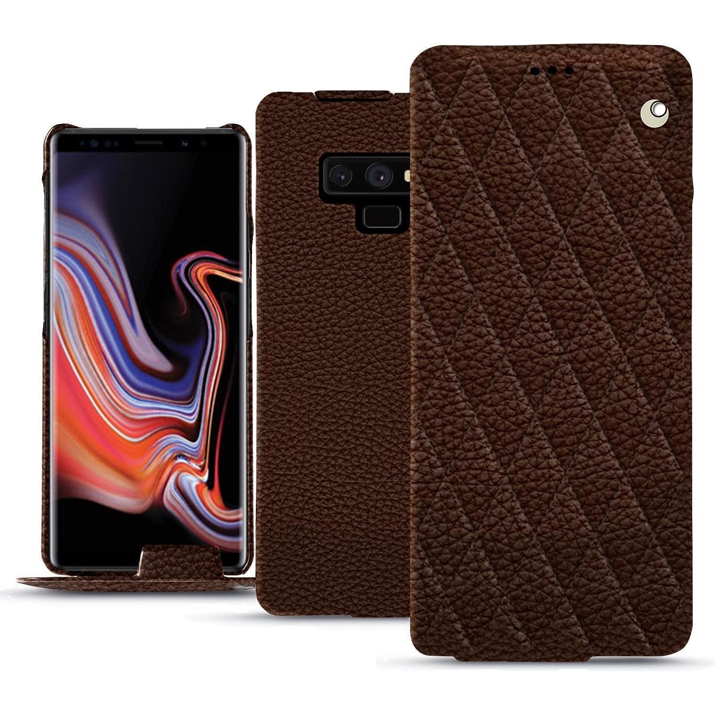 Noreve Lederschutzhülle vertikal (Samsung Galaxy Note 9), Smartphone Hülle, Braun