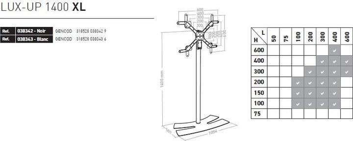 Actual product image Erard LUX-UP 1400XL Display Stand 40-85 inch, white (50 kg)