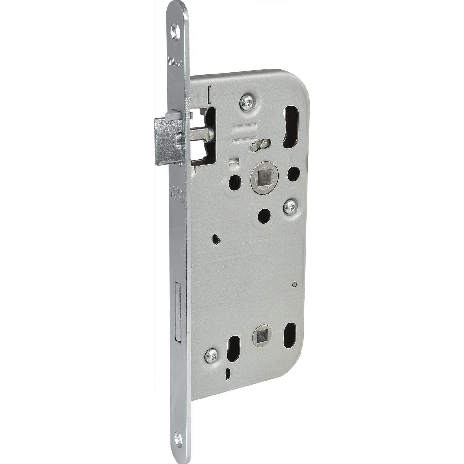 Grundmann, Türschloss + Schliesszylinder, WG Einstemmschloss 340 RK, links, DM 50, Stahl verzinkt silberfärbig