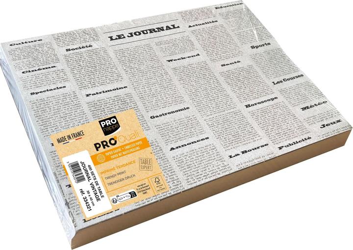 Image du produit PROnappe 400 sets de table Vintage journal blanc 30,0 x 40,0 cm (4 pcs, 40 x 30 cm)