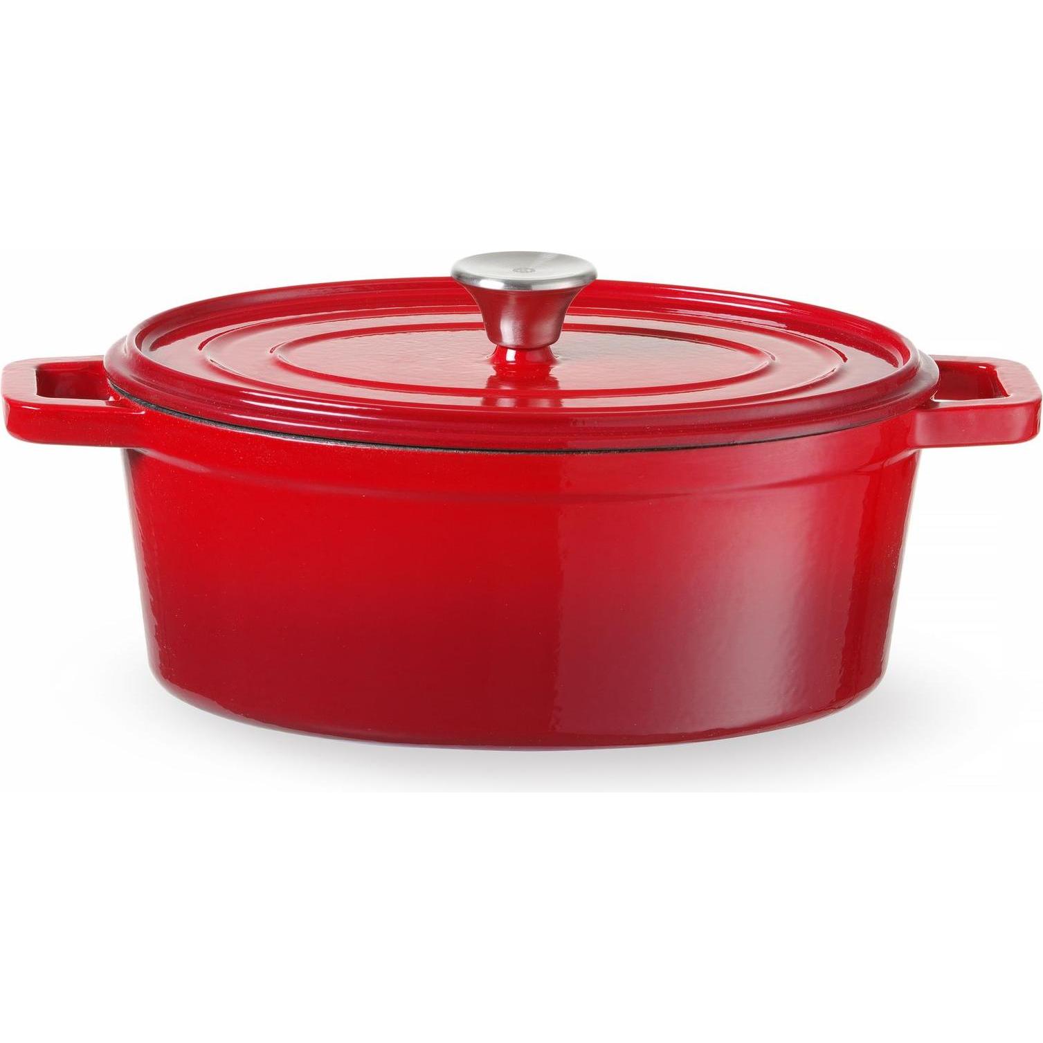Hendi Emaillierter Gusseisentopf, Pfanne + Kochtopf, Rot