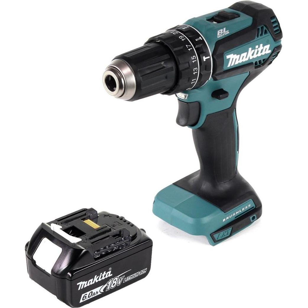 Thumbnail - Makita, Bohrmaschine + Akkuschrauber, DHP 485 G1 Akku Schlagbohrschrauber 18 V 50 Nm Brushless + 1x Akku 6,0 Ah - ohne L...