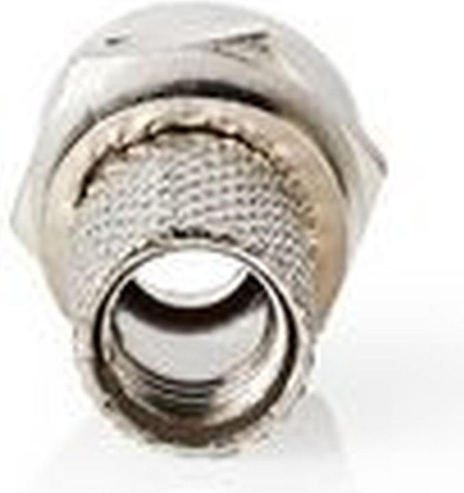 Actual product image Nedis F-plug straight plug nickel-plated 75 Ohm twist-on cable entry diameter: 7.4 mm zinc alloy (75 dB, Plugs and connectors)