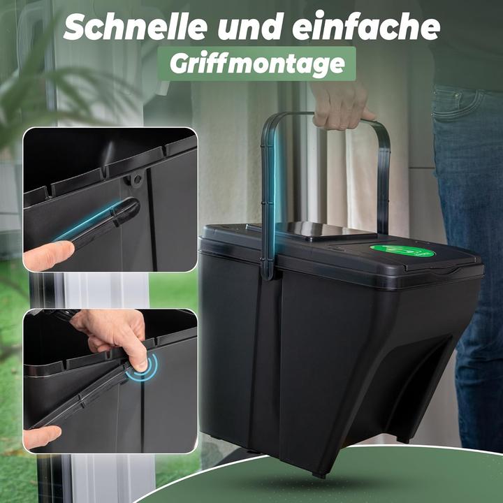 Produktbild Novaliv Mülltrennsystem 25L Mülleimer Trennsystem - Mülleimer 4 Fächer - Mülltrennsysteme stapelbar (25 l)