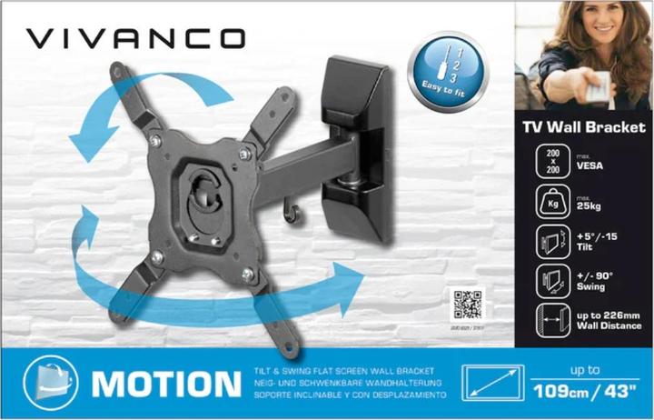 Produktbild Vivanco TV Wandhalter, Motion, VESA 200, 25kg (Wand, 25 kg)