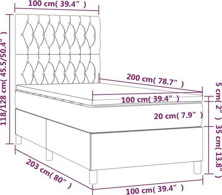 Image du produit vidaXL Boxspringbett (100 x 200 cm)