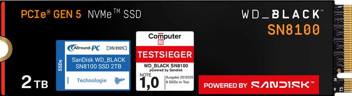 Produktbild SANDISK WD BLACK SN8100 NVMe SSD 2TB Retail (2000 GB, M.2 2280)