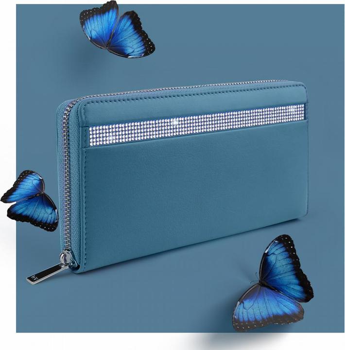 Actual product image Riccardo Ferducci Women's zipper wallet,Swarovski, Ferducci, RFID, wide