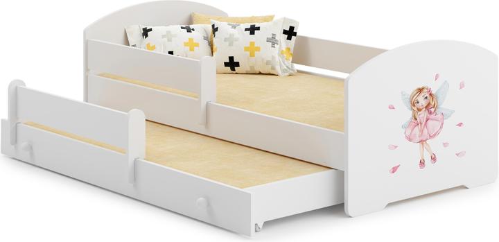 ADRK Furniture Double Bed with Railing and Mattresses PEPE II GIRL WITH WINGS 160x80