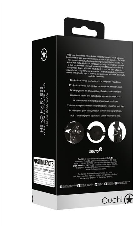 Image du produit Ouch! Head Harness with Mouth Cover and Breath Ball Gag