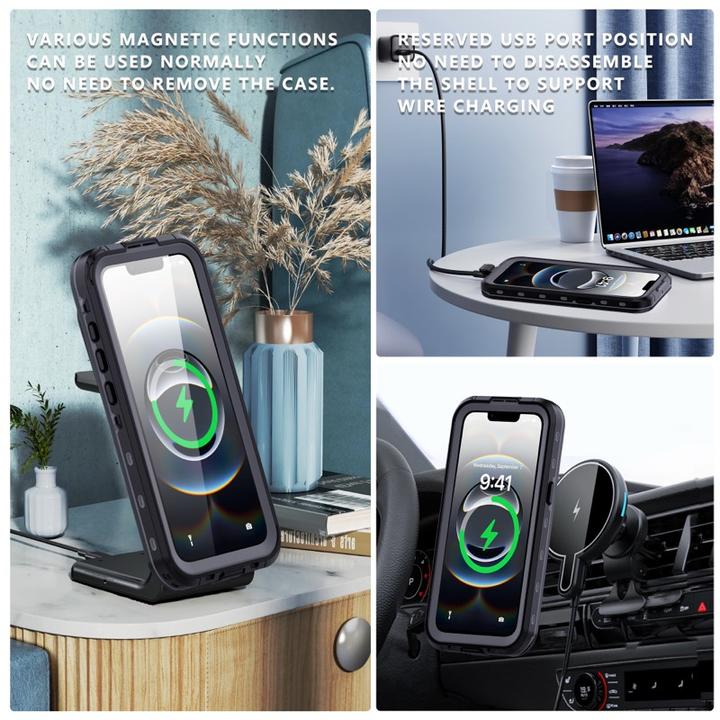 Immagine prodotto Redpepper Apple iPhone 16e - IP68 Dot+ Series Wasserdichtes Outdoor Case mit Magsafe, schwarz (Apple iPhone 16e)