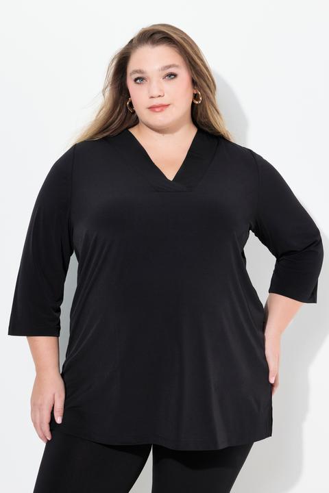 Produktbild Ulla Popken Longshirt, A-Linie, V-Ausschnitt, 3/4-Ärmel (56)