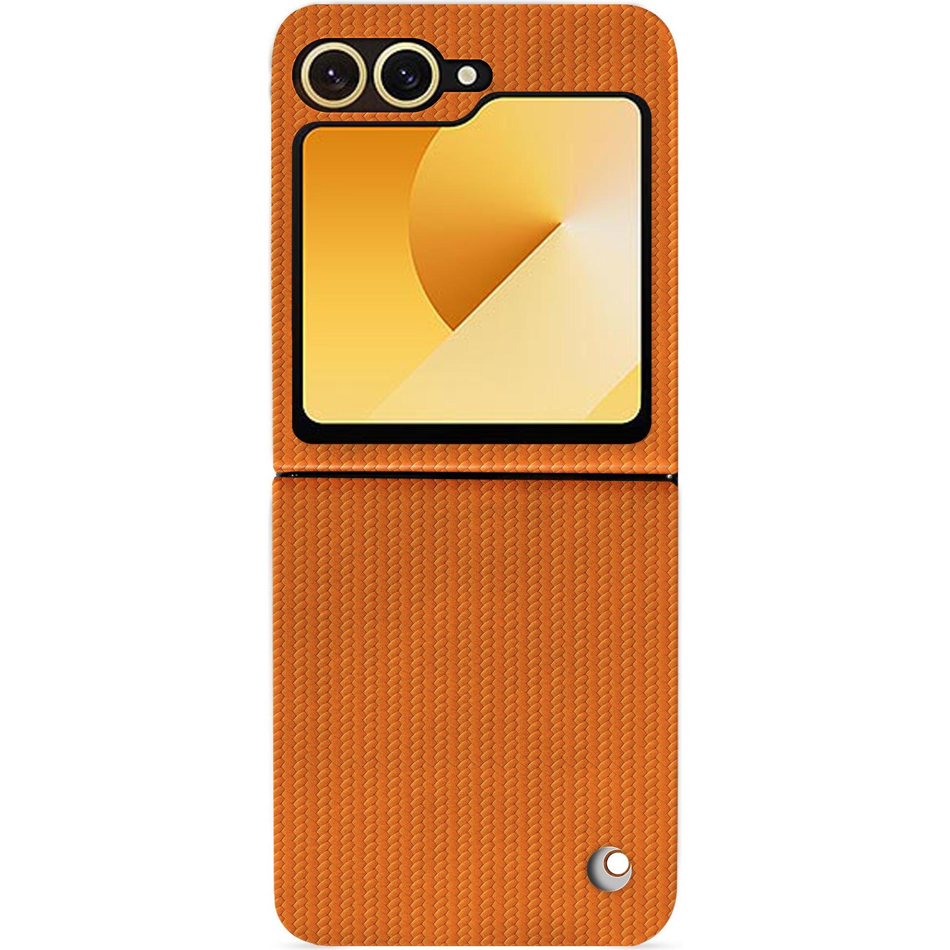 Noreve Lederschutzhülle Samsung Galaxy Z Flip6 (Samsung Galaxy Z Flip6), Smartphone Hülle, Orange
