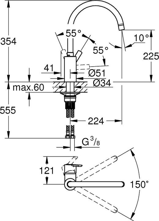 Productafbeelding Grohe Feel ééngreeps wastafelmengkraan, 1/2".