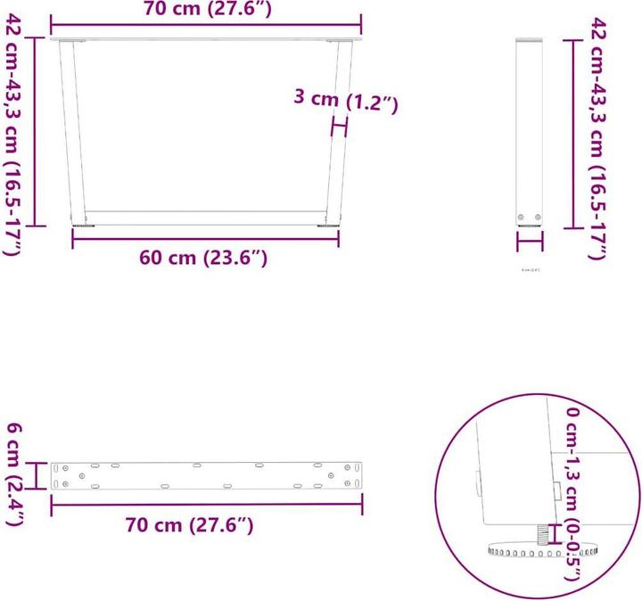 Produktbild vidaXL Couchtischbein