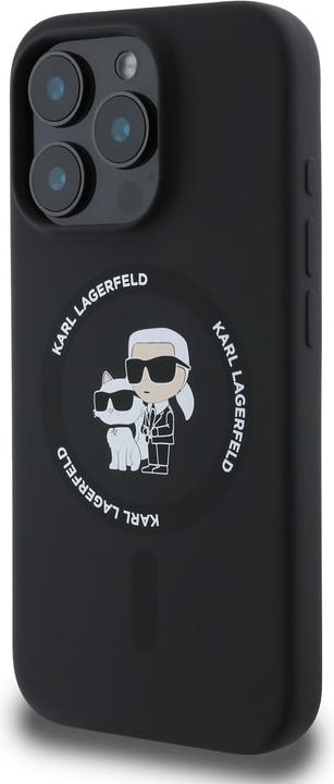 Actual product image Karl Lagerfeld KLHMP16LSCMKCRHK iPhone 16 Pro czarny/black HC MagSafe Silicone KC Heads Ring (Apple iPhone 16 Pro)