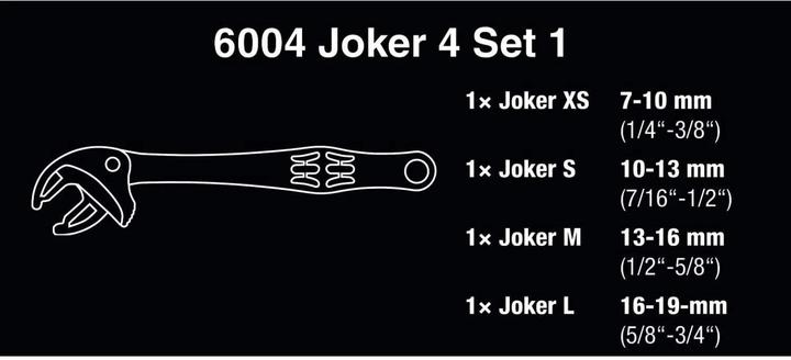 Produktbild Wera 6004 Joker 4 Set 1 (19 mm, 8 mm, 10  mm, 14 mm, 18 mm, 11 mm, 7 mm, 12 mm, 17 mm, 15 mm, 13 mm, 9 mm, 16 mm)