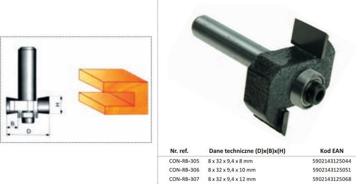 Produktbild Drel CONDOR FREZ DO DREWNA, DO ROWKÓW Fi=32 9,4 x 8mm TRZPIEŃ 8mm Z ŁOŻYSKIEM